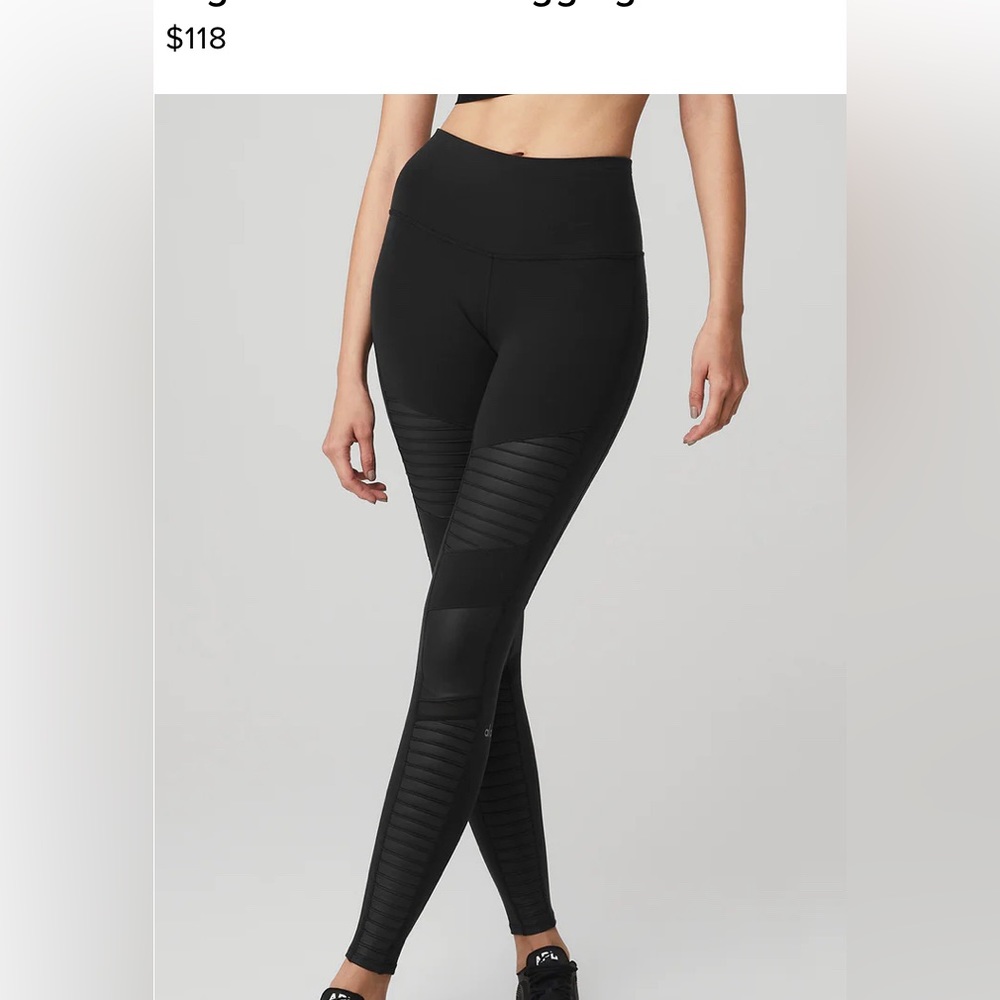 Alo Yoga Alo Black Faux Leather Moto Style Leggings Full Length - Picture 1 of 4